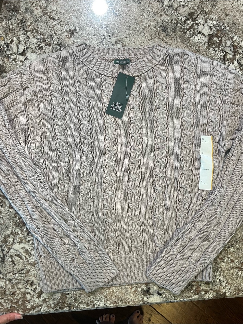 NWT Wild Fable Cable Knit Crewneck Sweater Gray Size Small
